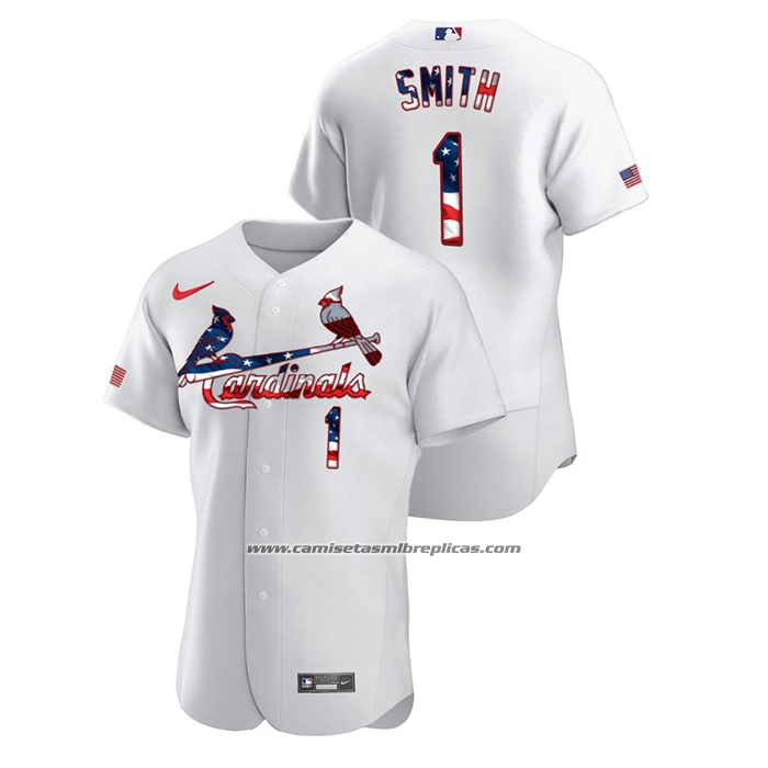 Camiseta Beisbol Hombre St. Louis Cardinals Ozzie Smith 2020 Stars & Stripes 4th of July Blanco
